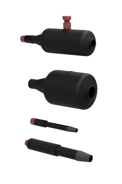Natural Gas Bypass Accessories image of natural gas bypass bag kit with probe, bag, and fittings - image of standalone bypass bag - image of two sizes of bypass natural gas bypass probes with fittings